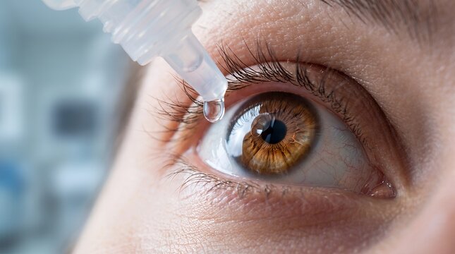 Macro Eye with Medical Drop &ndash; Ophthalmology Concept