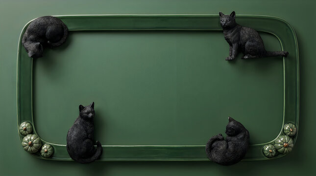 Dark green frame decorated with black roses and white flowers still life