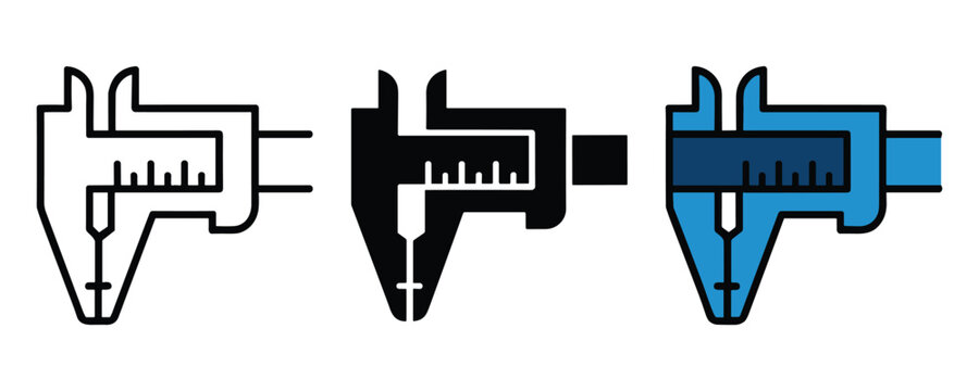 Professional vernier caliper icons showing precise measurement with focused technical accuracy in a bright digital studio setting.