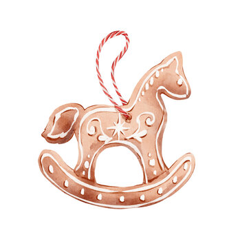 Watercolor Christmas gingerbread hourse