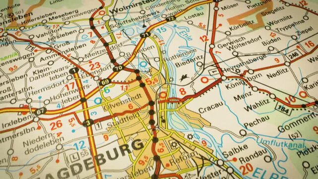 magdeburg, germany &ndash; detailed road map and surrounding routes, gliding view