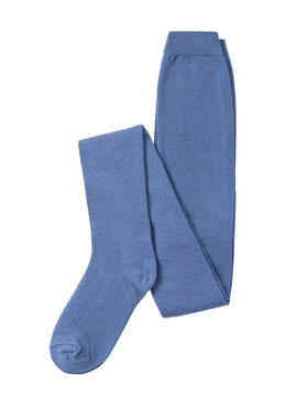 New kids Denim Blue Cotton Tights, Neatly Folded, isolated on White Background, Top View