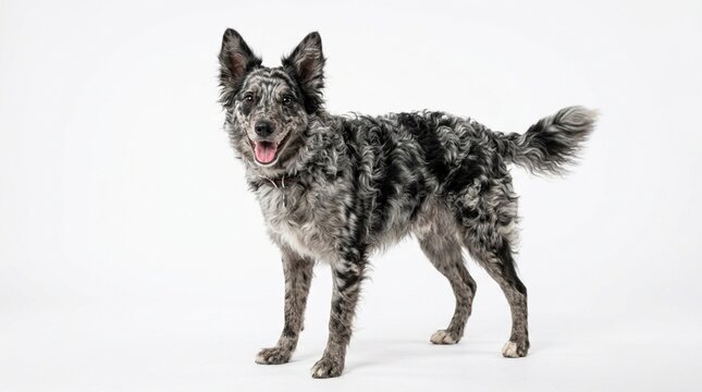 Mudi Dog Portrait - Hungarian Herding Breed, Merl Coat, Studio Shot