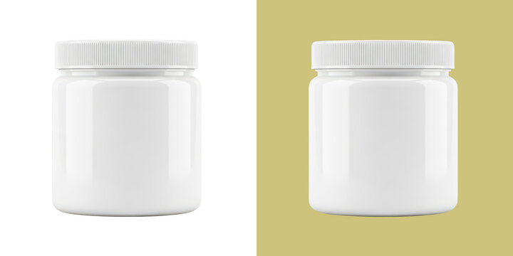 Two empty plastic jars with white caps transparent png