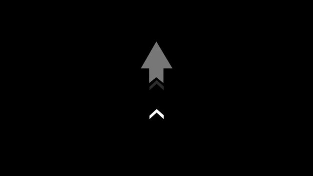 Upward arrow icon animation with rising chevron trail symbolizing growth progress success business direction increase achievement and forward movement Motion graphics of concept black background