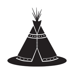 Black silhouette of a traditional teepee against a white background © ABDULLA