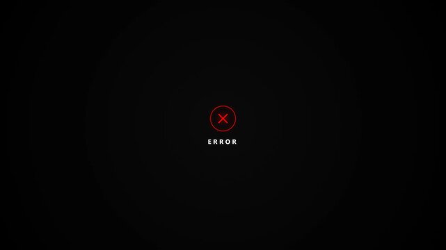 Red Error Status Indicator Animation with Circular X Symbol, Clean Minimal Warning Interface for Software and Digital Applications