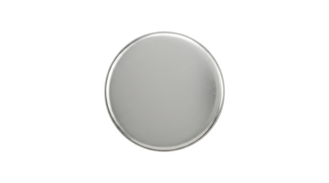Button metallic shiny blank round element, isolated on transparent background
