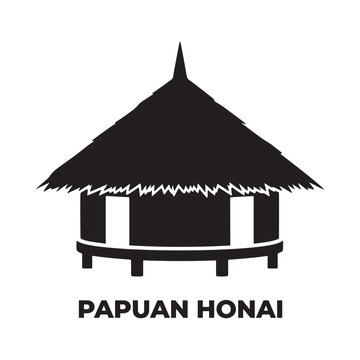 Papuan honai silhouette against a white background traditional dwelling