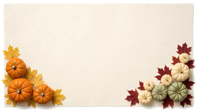 Autumn harvest arrangement with pumpkins gourds and fall colored maple leaves