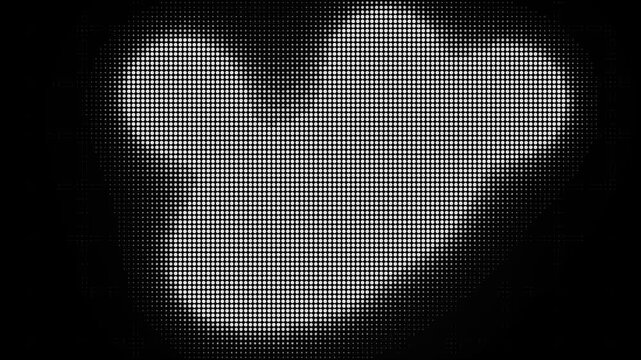 Dynamic morphing white halftone dots form an abstract, fluid organic blob shape shifting seamlessly across a dark digital screen, creating a modern, technological, and futuristic looped background...