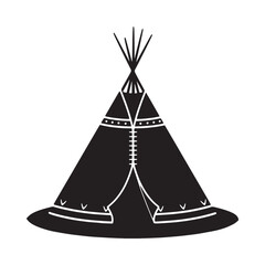 Black silhouette of a traditional teepee with decorative details © ABDULLA