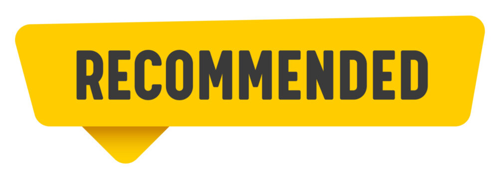 recommended sign. recommended yellow sticker isolated on transparent background