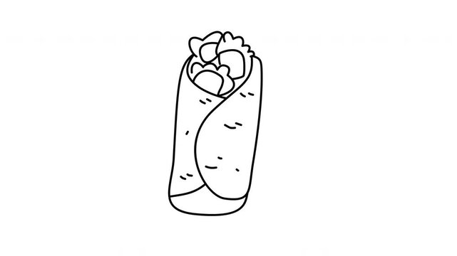 outline illustration of a burrito wrap