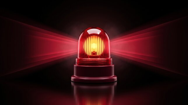 Industrial Safety: Red alarm beacon signals urgent danger and immediate emergency response