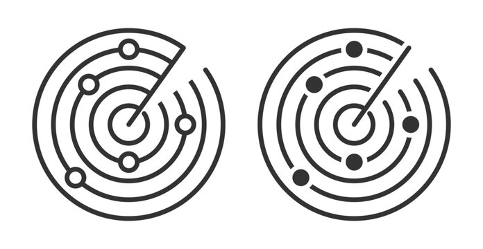 Radar Icon Set. Designed In Outline And Solid Glyph Versions