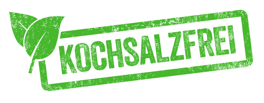 Gr&uuml;ner Stempel freigestellt auf wei&szlig;em Hintergrund - Kochsalzfrei