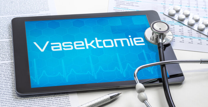 Ein Tablet mit dem Text Vasektomie auf dem Display
