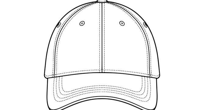 Front View Baseball Cap Technical Sketch