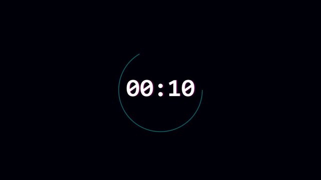 Minimalist digital countdown timer with circular progress bar