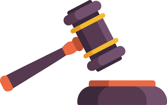 Wooden judge gavel and sound block vector illustration isolated on white background representing law justice and auction concepts