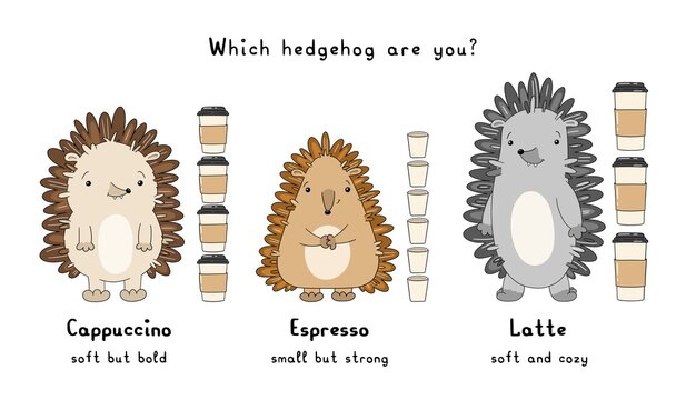 Coffee personality types &ndash; illustration with relatable humor about different coffee preferences and caffeine habits