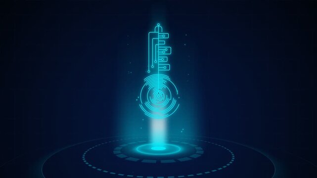 Digital Cyber Security Hologram Key Concept