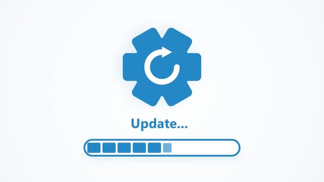 Software Update Loading Bar with Gear Icon Concept