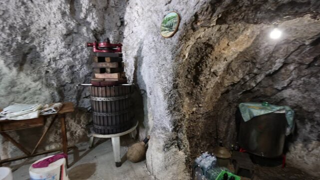 interior of a wine cave