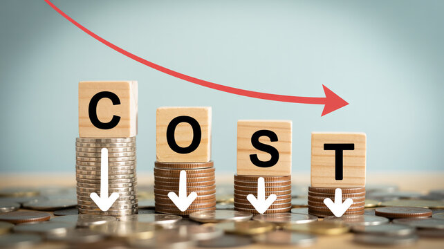 Conceptual illustration of cost reduction and financial business savings