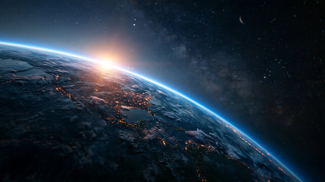 Sunrise Over Planet Earth Seen From Space