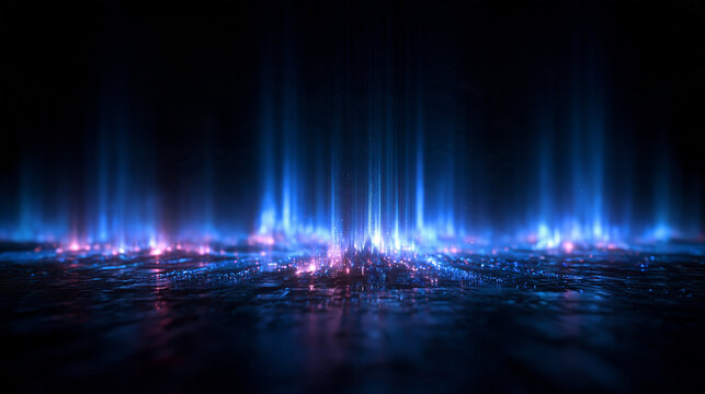 Futuristic Digital Technology Background with Glowing Light Beams
