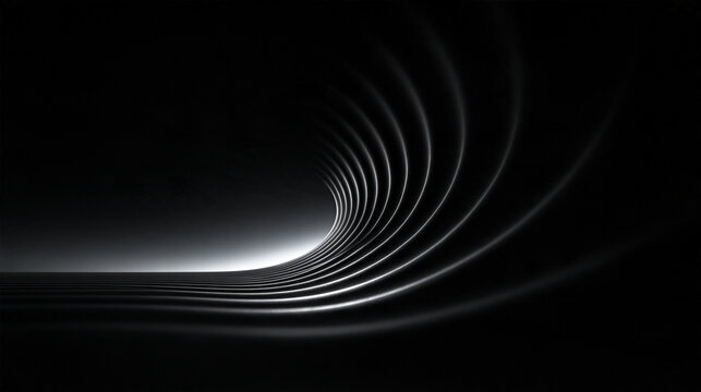 Abstract Curved Light Wave on Dark Background