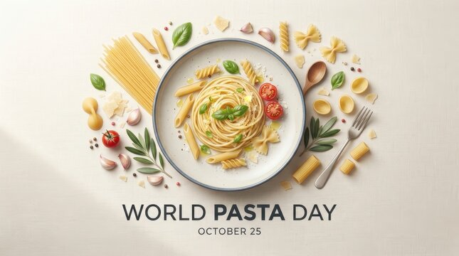 World Pasta Day celebration with delicious pasta dish illustration