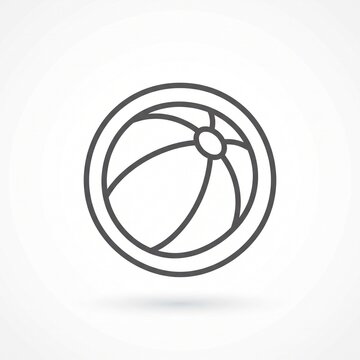 Minimalist beach ball line icon on white background