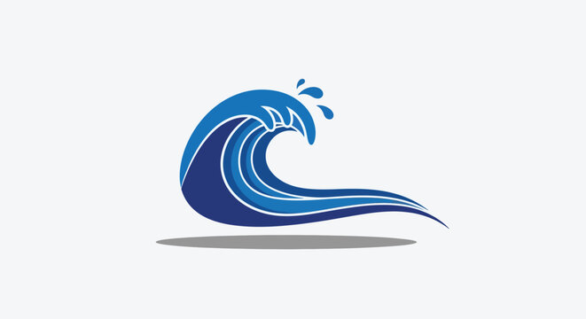 Stylized Blue Ocean Wave Illustration.