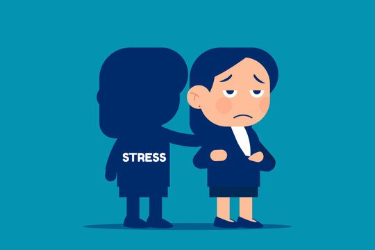 Business person have stress as a friend. Business cartoon concept