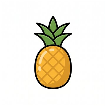 Simple pineapple vector illustration isolated on white background
