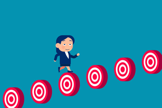 Business jump over target. Business success vector illustration