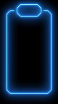 Vertical frame animated appearing blue electric glowing 4k black background.