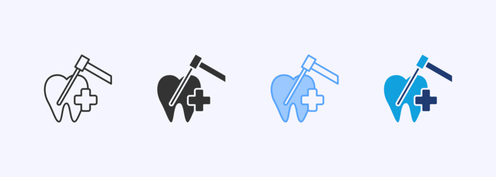 Root Canal Icon Set Multiple Style Collection Vector Illustration