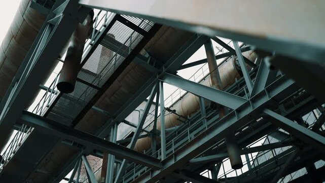 Exterior Pipelines and Steel Framework at Metal Recycling Plant