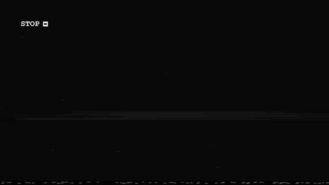 VHS Video Player Status Screen Display Overlay with Play Stop Rewind Pause and Eject Text on Black Background