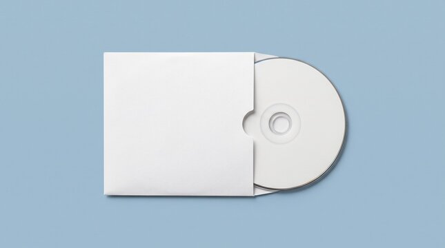 A pristine white cd case mockup against a light blue background ideal for branding and design presentations