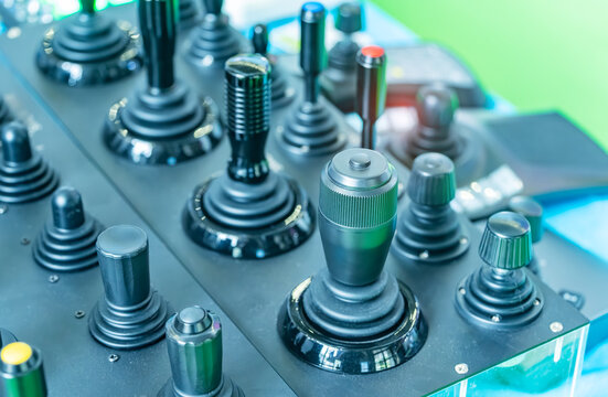 collection of controler handle for control panel of modern industrial equipment 
