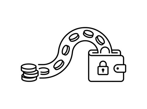 Secure money transfer illustration with padlock