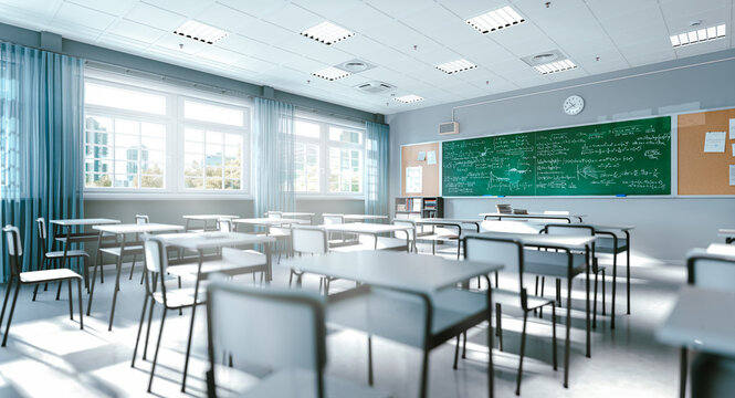 3d classroom ready for education and school learning