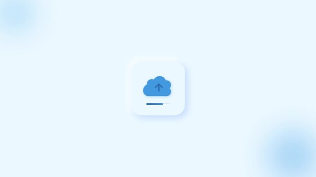 Abstract blue cloud icon on a white background with soft bokeh effects.