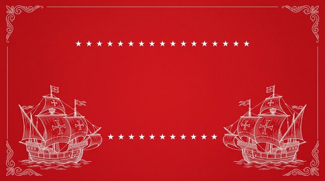 Columbus day background with vintage sailing ships and stars