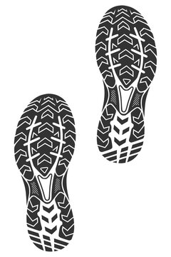Trail running shoe footprint silhouette vector illustration